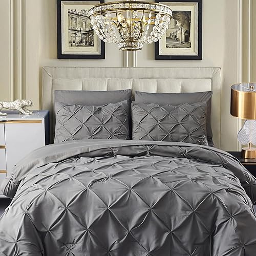 Miniatura 1 de HAOK Juego de edredón tamaño Queen  Juego de edredón plisado de 8 piezas, juego de edredón de lujo de microfibra de 500 GSM con plumón alternativo