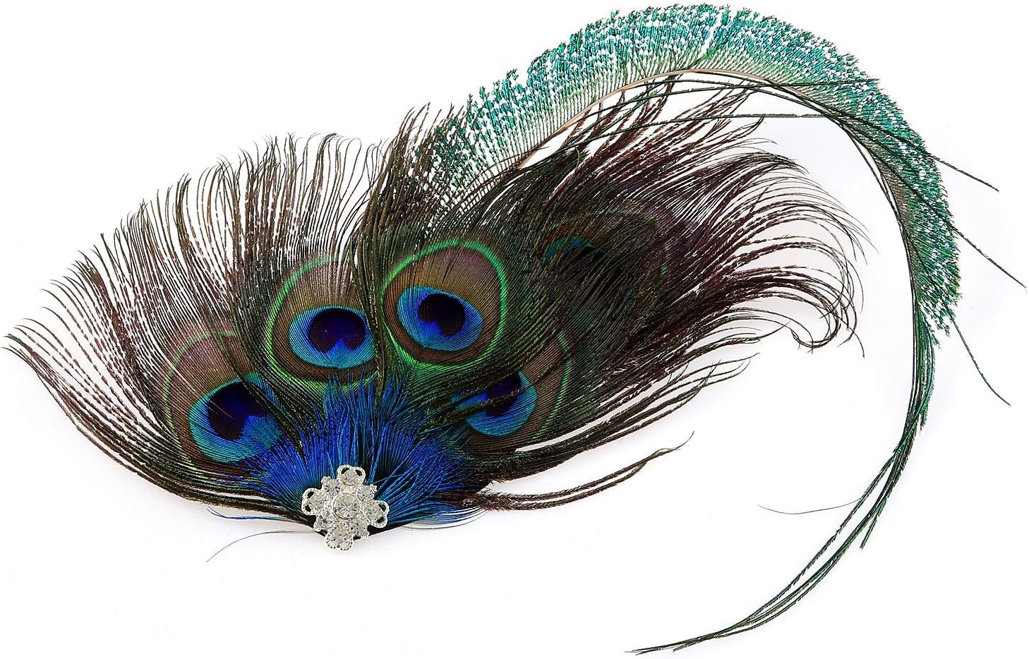 RUNHENG Flapper Feather Peacock Hair Clip. Feather Headpieces