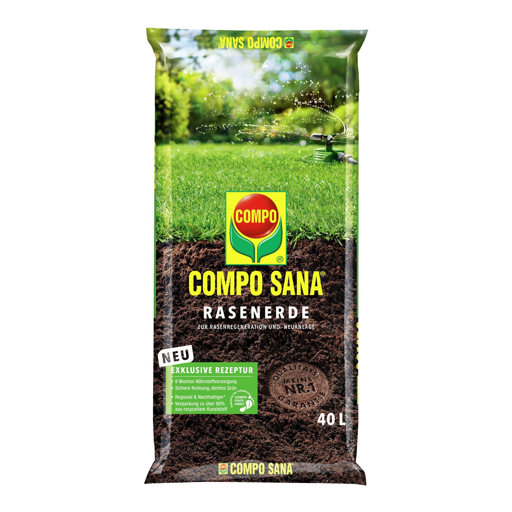 COMPO SANA® Rasenerde zur Regenration bestehender Rasenflächen und zur sicheren Neuanlage 40 L