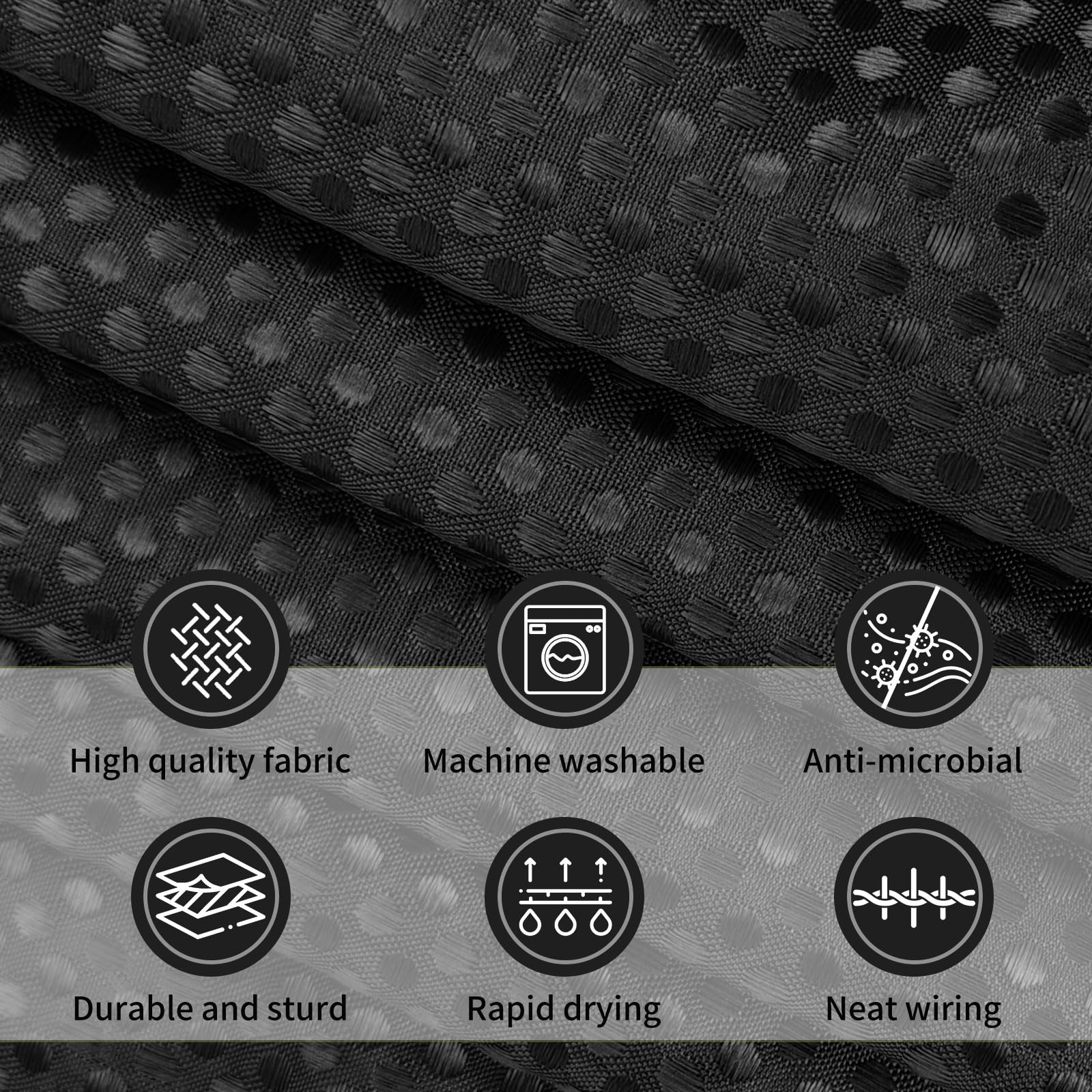 Rideau De Douche Imperméable En Polyester, Lavable En Machine, Avec 12 Crochets 180 X 180 Cm Noir 96004348