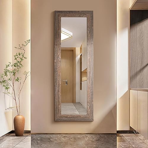 Syndra Espejo de longitud completa de 61 x 22 pulgadas, espejo de cuerpo completo, espejo vintage con marco de madera maciza, espejo grande para Syndra Espejo de longitud completa de 61 x 22 pulgadas, espejo de cuerpo completo, espejo vintage con marco de madera maciza, espejo grande para