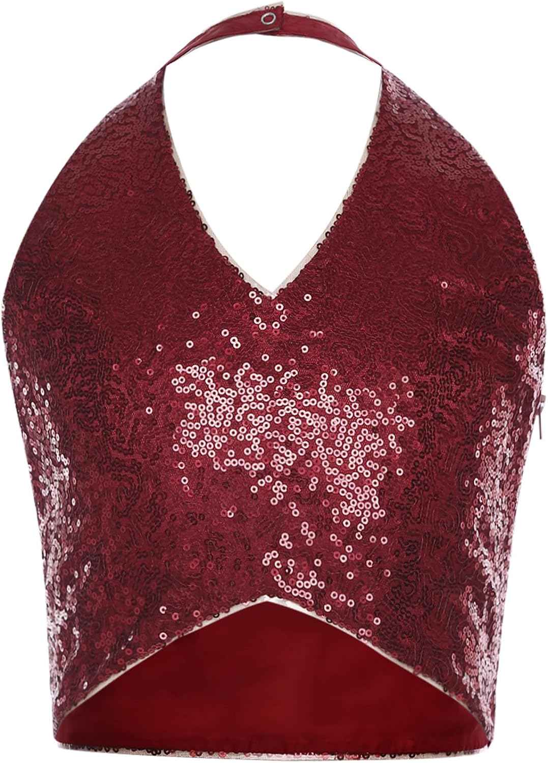 JEYPINMI Kids Girls Hip Hop Dance Crop Top Sparkly Sequin Sleeveless Halter Tank Top Vest Performance Dancewear