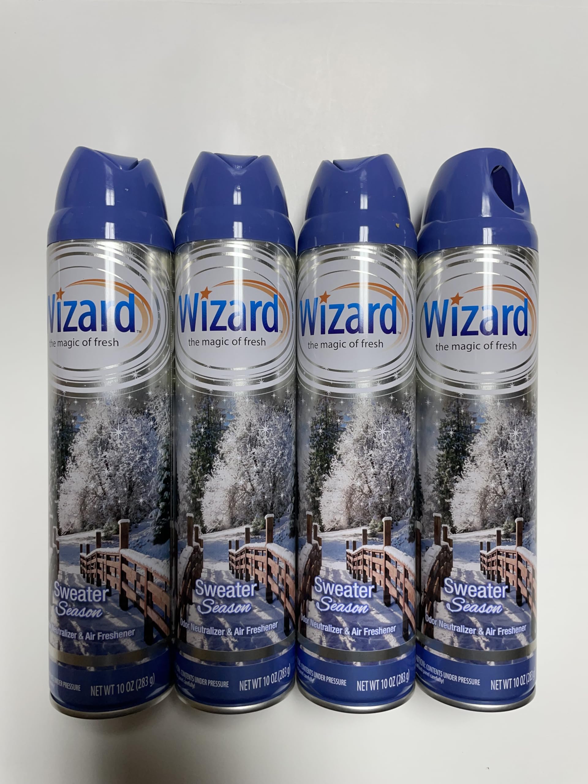 Wizard The Magic of Fresh | Odor Neutralizer & Air Freshener - 10 Oz. Sweater season (Pack of 4) (Packaging May Vary)