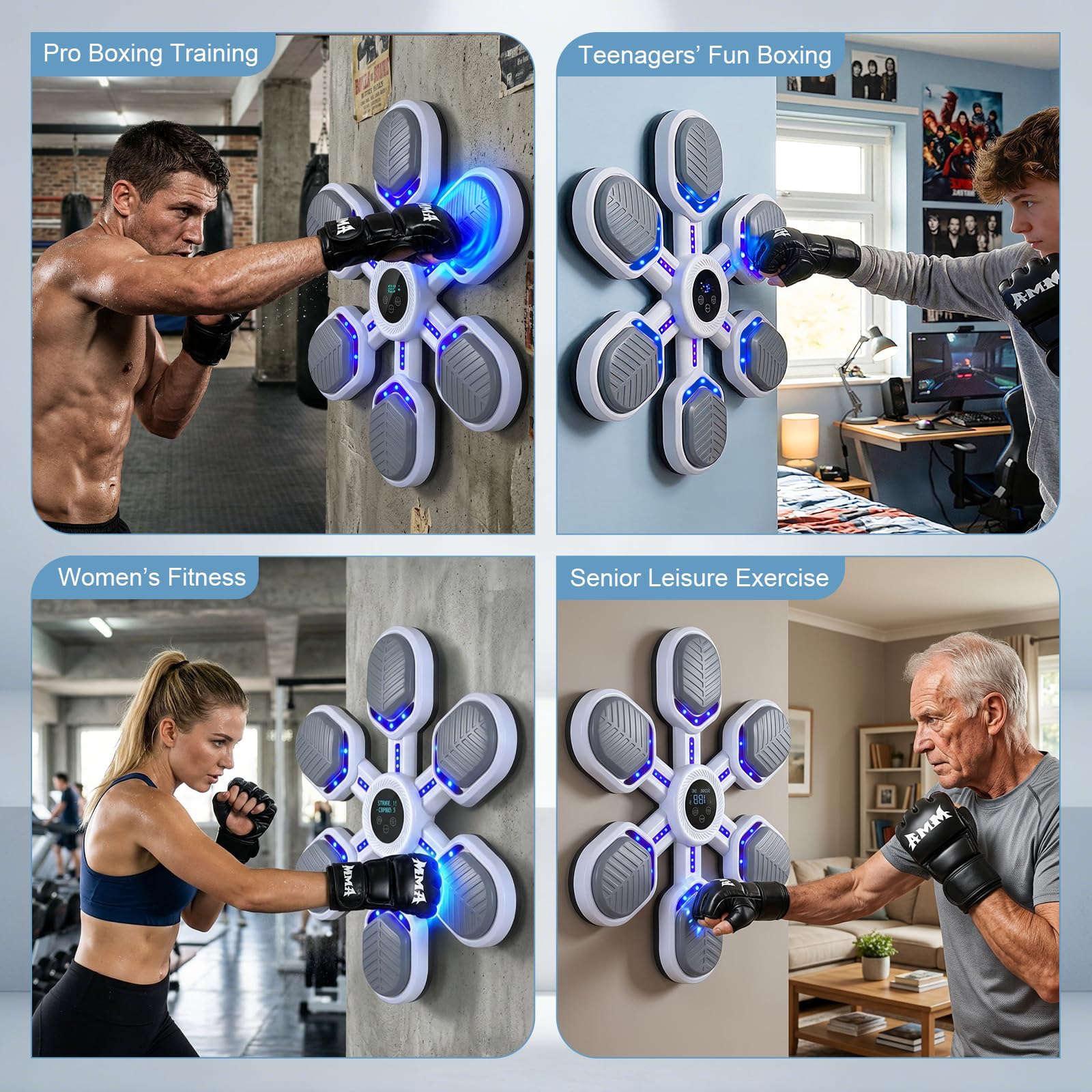 Music Boxing Machine, macchina da boxe musicale per adulti e bambini, montaggio a parete, 9 modalità, punch counter, casa, palestra, sport, regalo