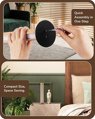 Miniatura 5 de EDISHINE Lámpara de mesa LED, pequeña lámpara de noche de madera con función de memoria y regulación continua, temperatura de 3 colores, instalación