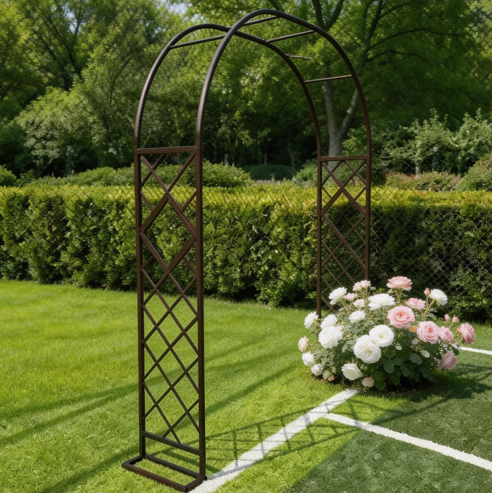 Errtsdb Metal Arch,heavy duty garden arch for climbing plants Climbing Roses, Vines | Rust-Resistant, Weatherproof Outdoor Archway with Easy AssemblyBronze/D/260x40x230cm — image 1