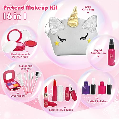 Miniatura 2 de Maquillaje de simulación para niños pequeños juego de maquillaje falso Pink ToToo para niños con bolsa de cosméticos para cumpleaños de princesa