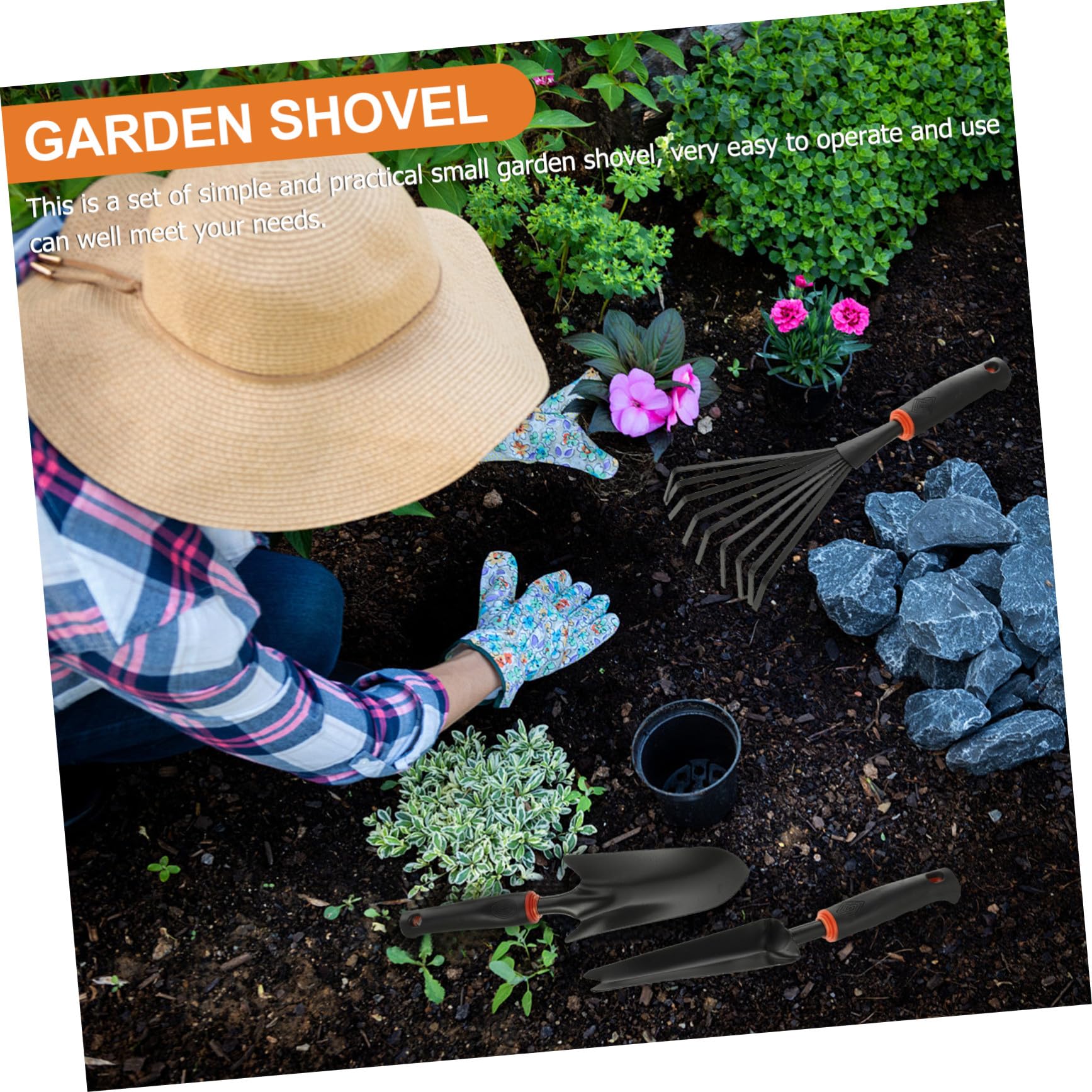 Fünf Stück Gartenschaufel für Umpflanzen und Graben, Eisen