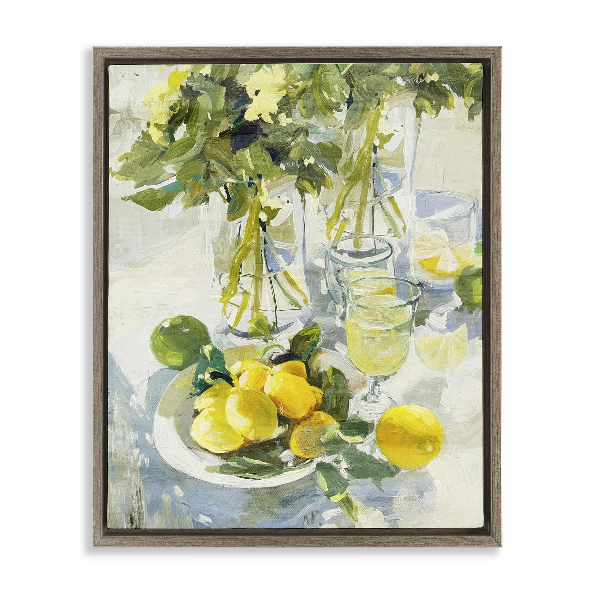Stupell Industries Fresh Lemons Stilllife 'Fresh Kitchen Lemons Spread'| Floating Frame Canvas Art