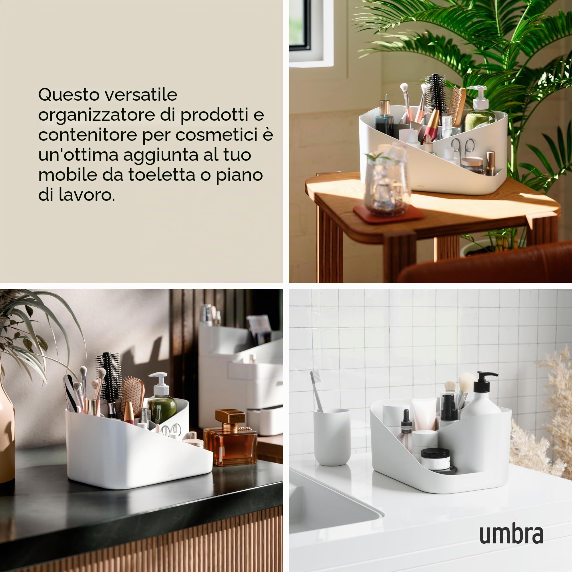 Umbra Glam Organizer per prodotti di bellezza, Bianco/grigio