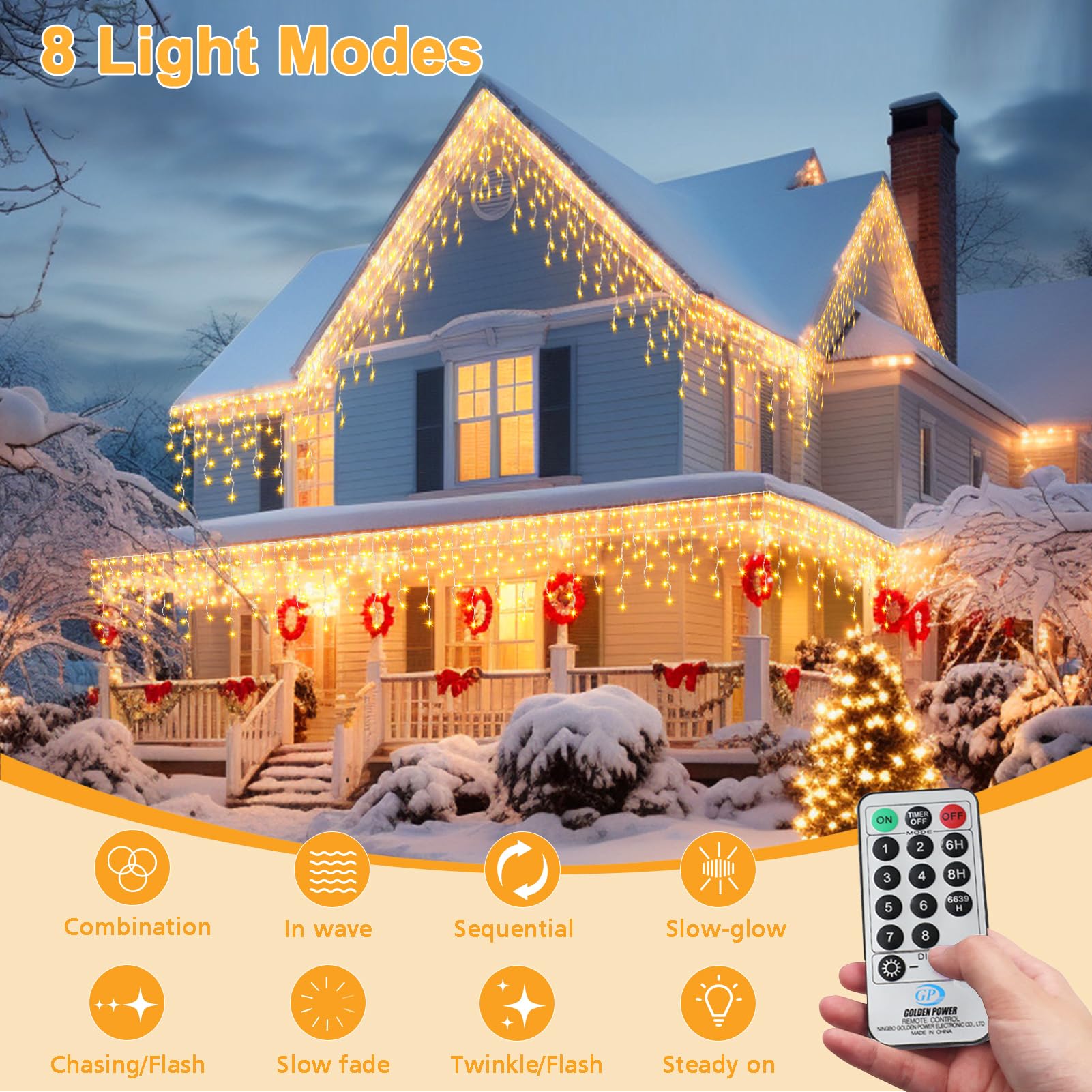 CCILAND Christmas Icicle Lights Outdoor - Image 3