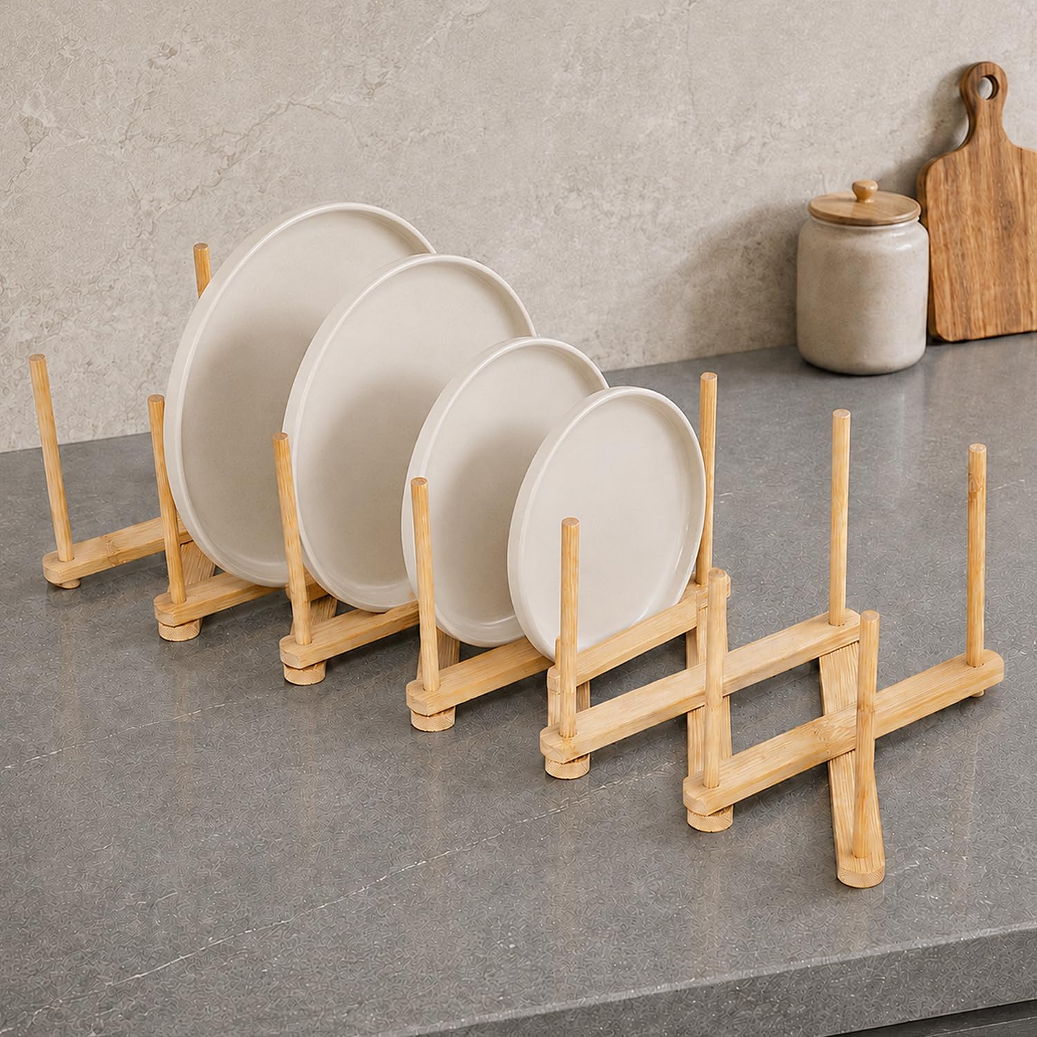 HOKIPO Bamboo Dish Drying Rack - 7 Slots -13