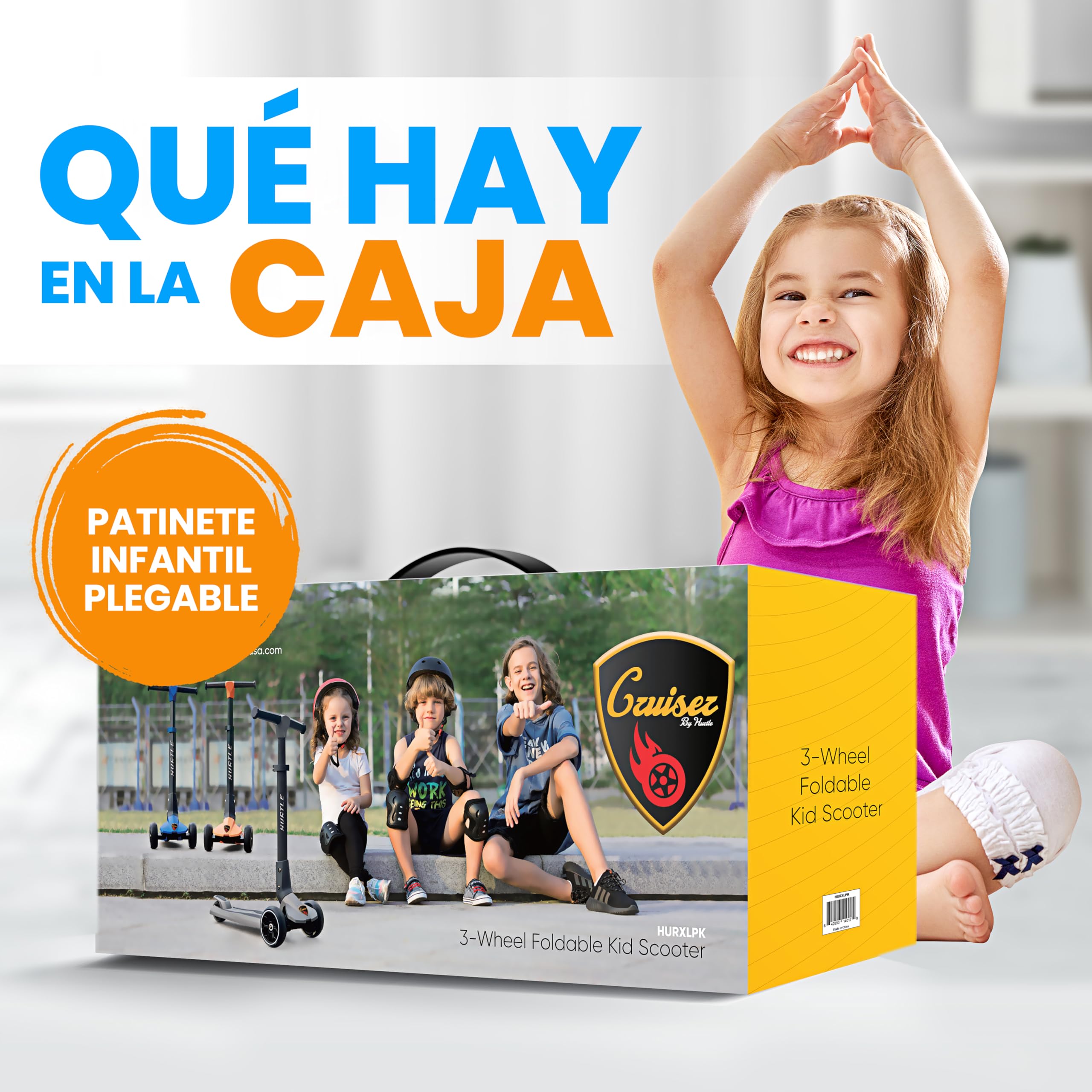 Hurtle Patinete niños 3 Ruedas, Juguetes, 3 años en adelante, Altura Ajustable, Interiores, Exteriores, Luces Intermitentes