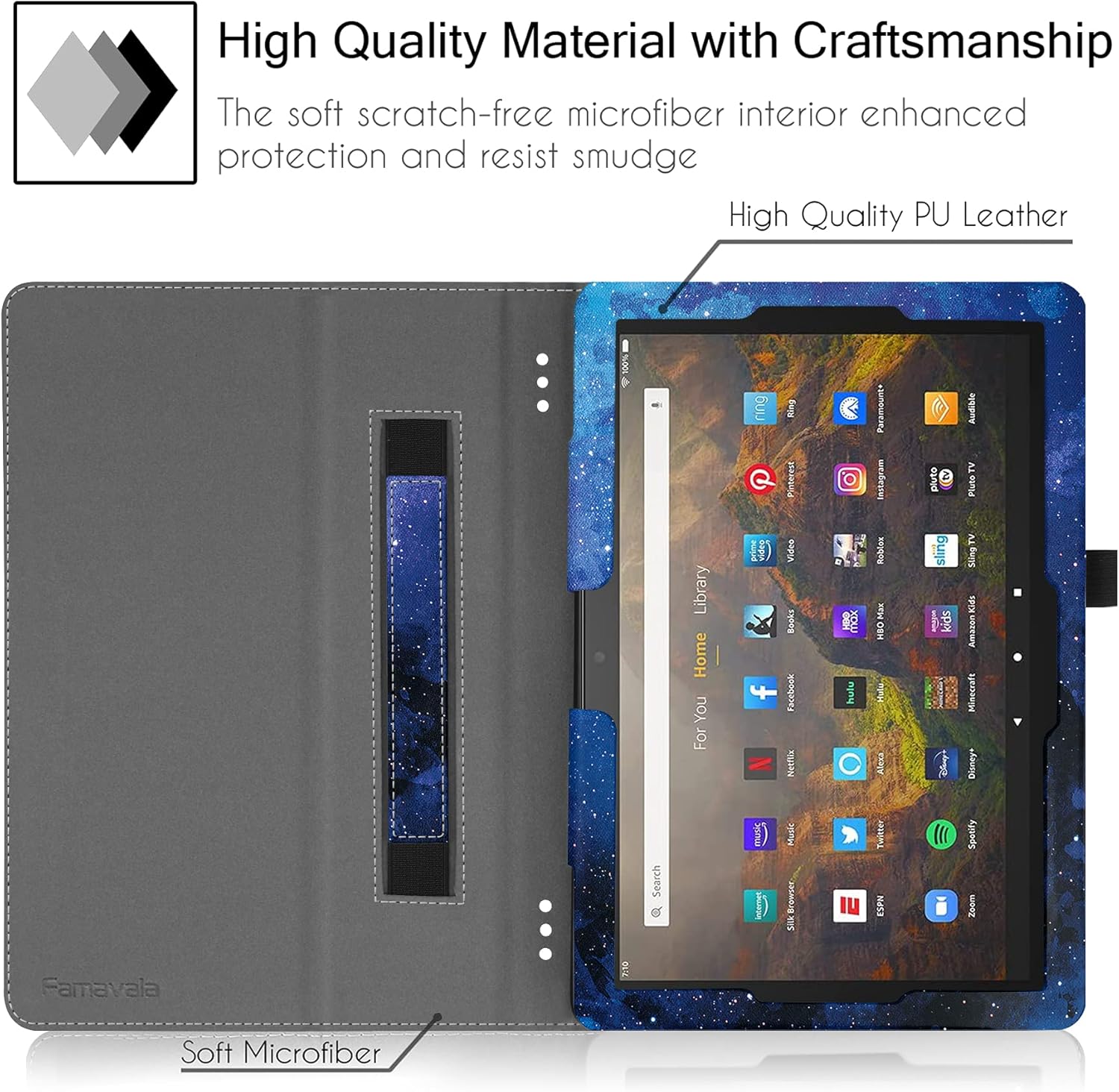 Famavala Folio Case Cover for 10.1" All-New Fire HD 10 / Fire HD 10 Plus Tablet [11th Generation, 2021 Release] (BlueSky) : Electronics
