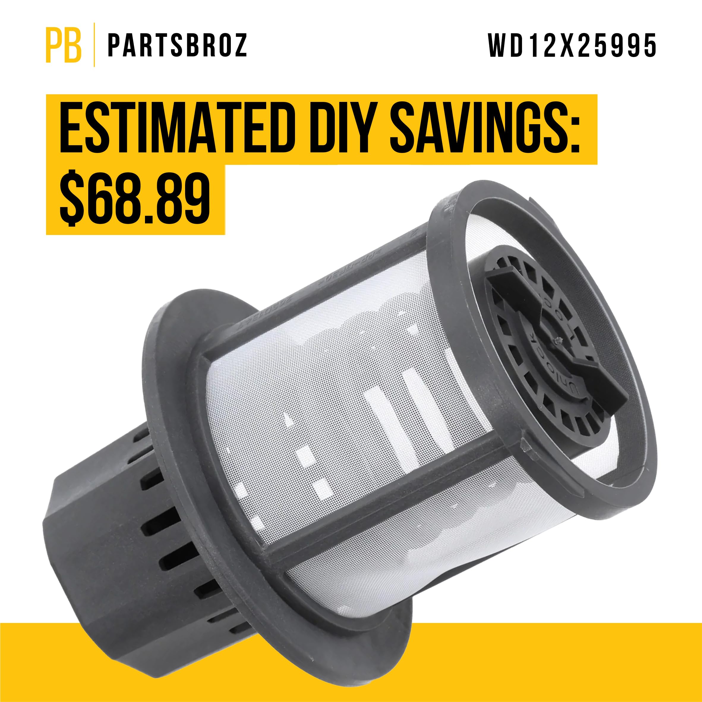 WD12X25995 - Filtro fino compatible con lavavajillas General Electric Hotpoint Haier - Sustituye a AP6989426 PS16217023 piezas de reparación de repuesto ultraduraderas, instalación sencilla