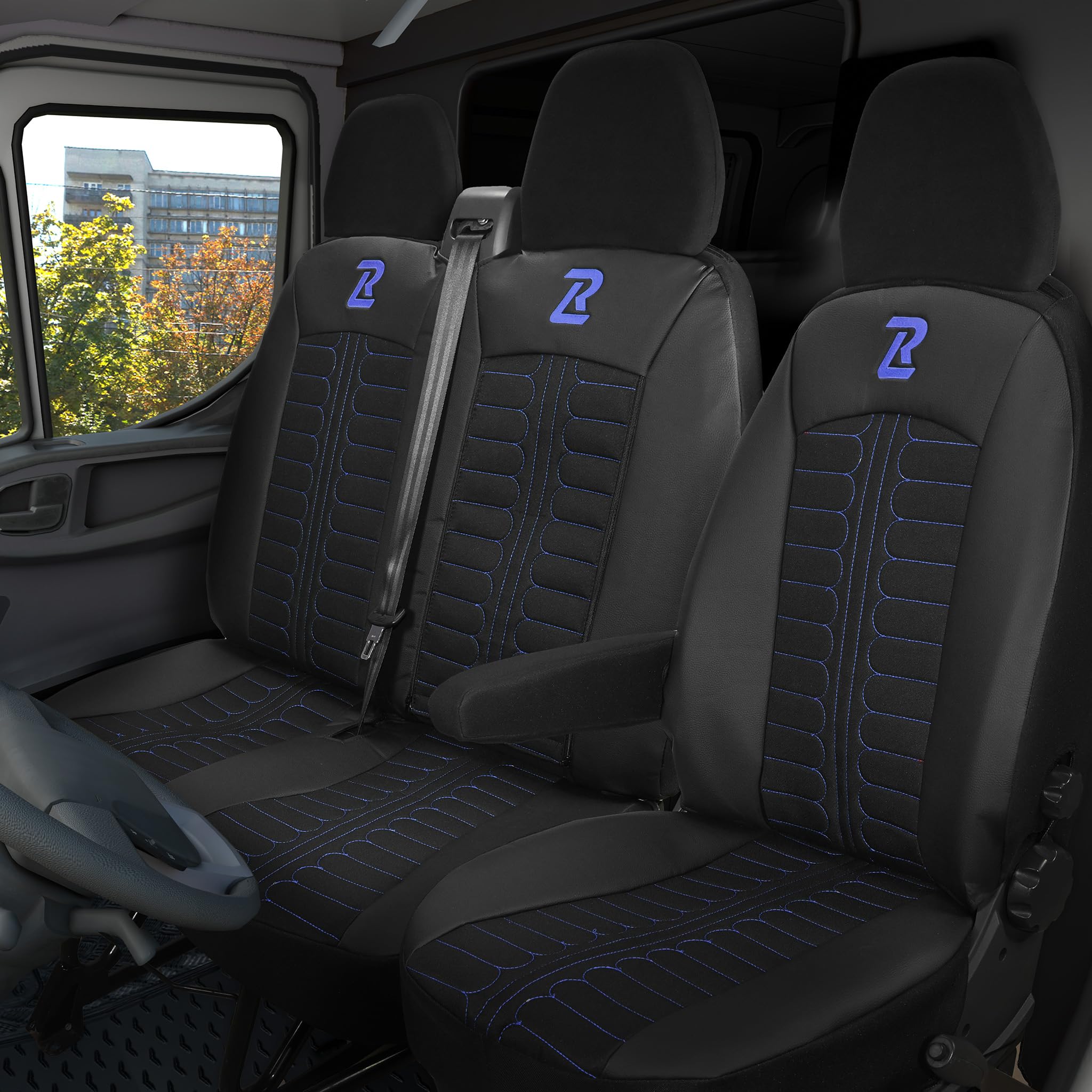 Housse de siège pour Fiat Ducato, Peugeot Boxer Citroën Jumper, Opel Movano | LUCARO Ensemble de housses de sièges avant 1+2 pour C RAM Promaster, housses de sièges auto en similicuir
