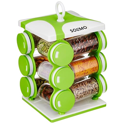 Solimo Revolving Spice Rack Set with Twelve Jars
