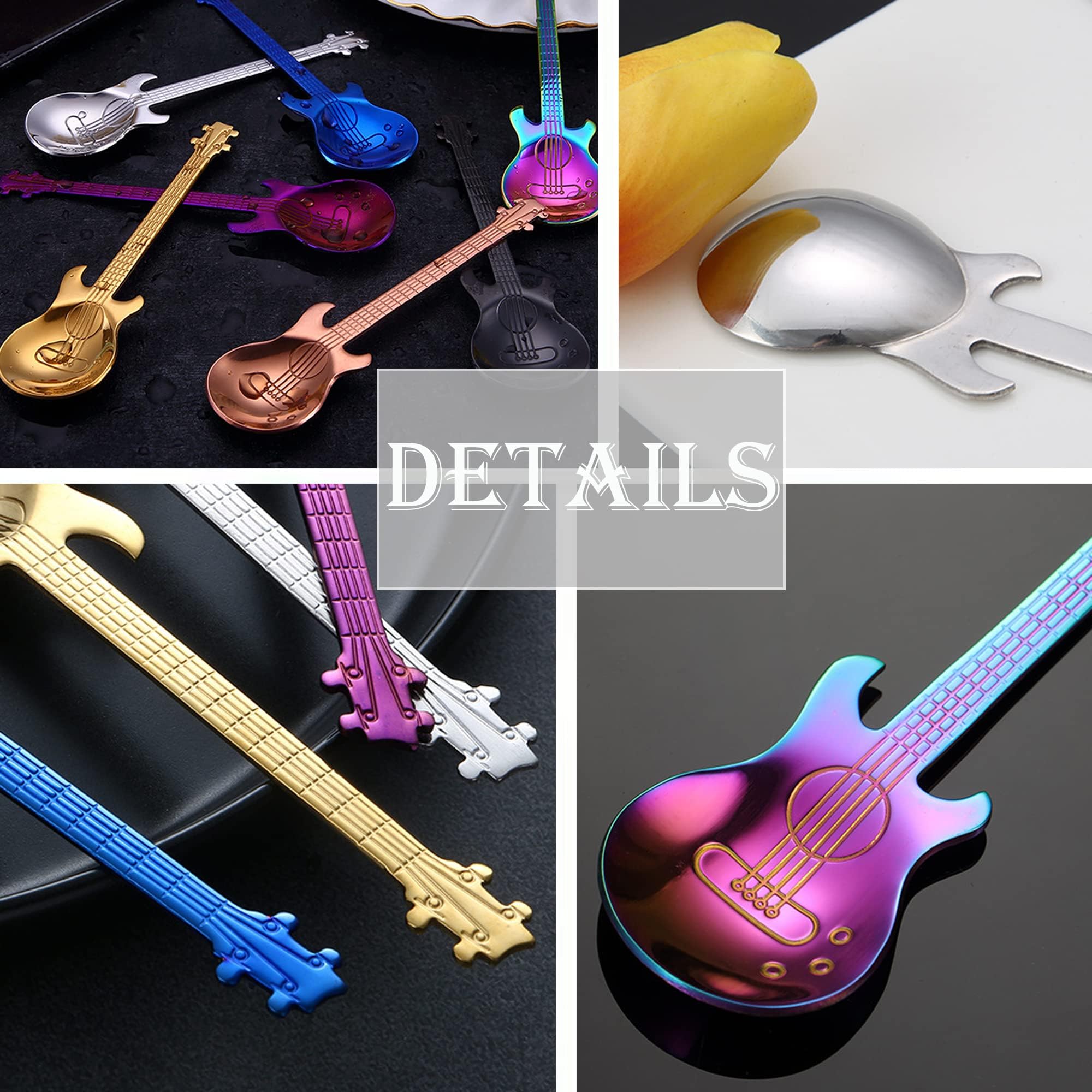 Set Cuillères Guitare Et Ouvre-Bouteille Musique - Cadeau Original Acier Inoxydable