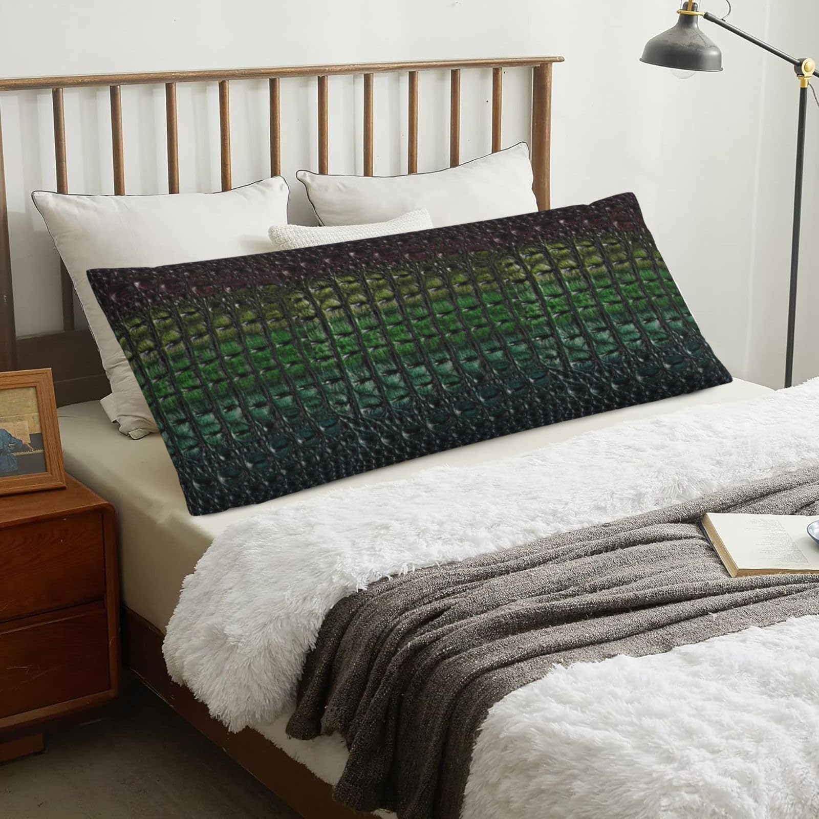 Freshwater Crocodile Bone Skin Animal, Body Pillow Cover with Zipper,Long Body Pillowcase 20 x 60 in
