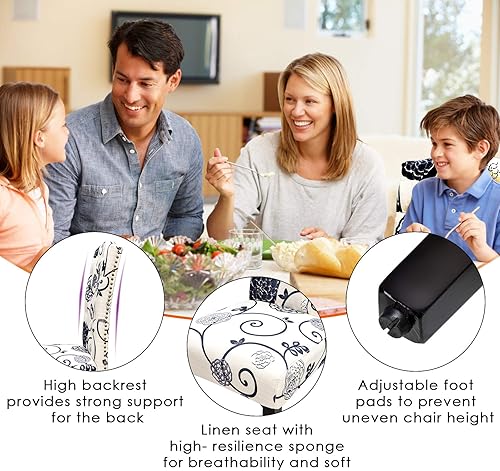 Miniatura 5 de Giantex Juego de 4 sillas de comedor de tela copetuda, beige, duraderas, ajustables