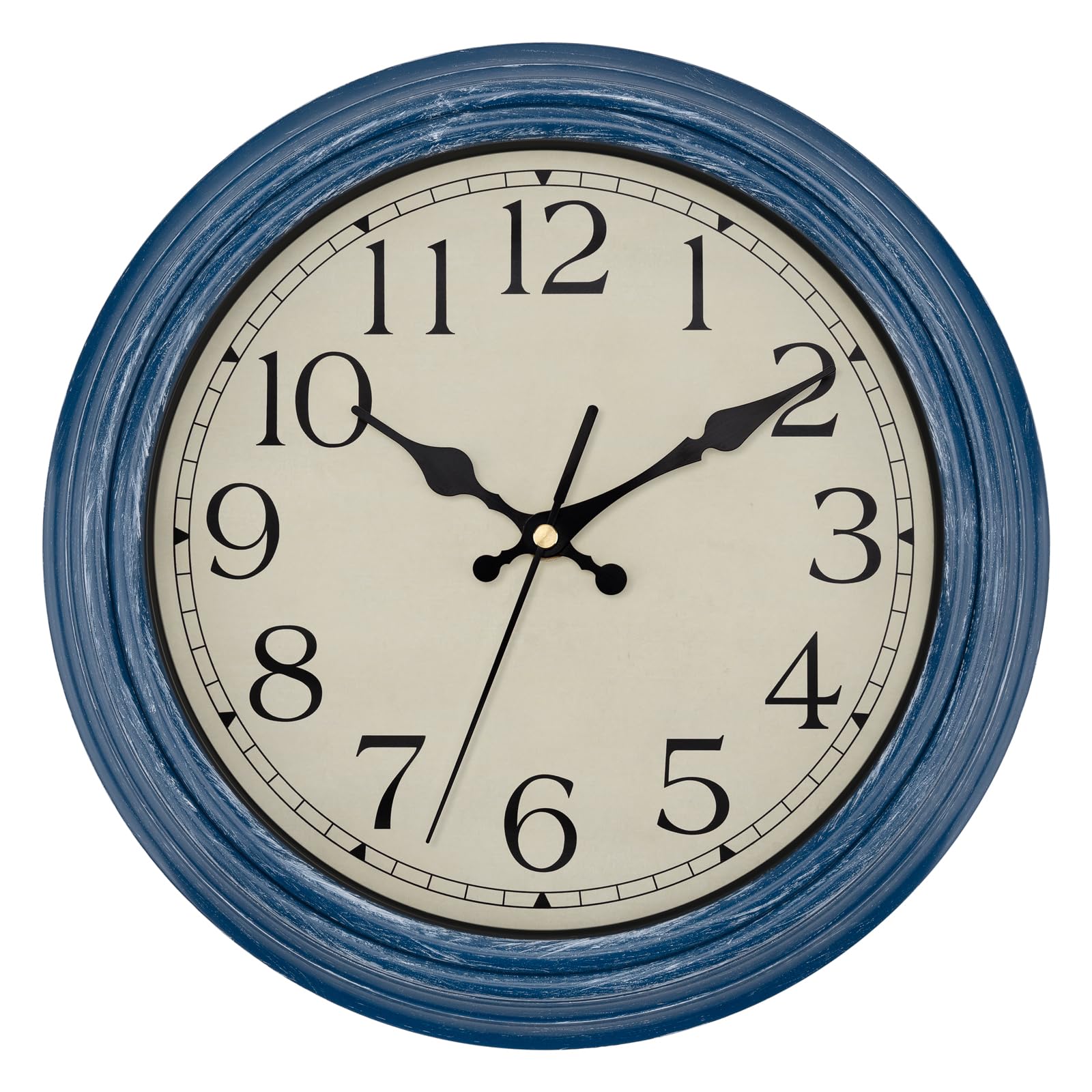 Foxtop 12 Inch Retro Blue Wall Clock Round Silent Battery Operated Clock