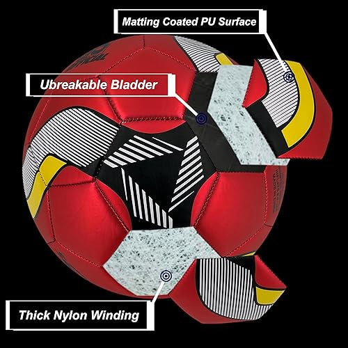 Miniatura 3 de Senston Balón de fútbol de talla 3, talla 4 y 5 para niños y adultos, pelota de fútbol oficial de entrenamiento con bomba