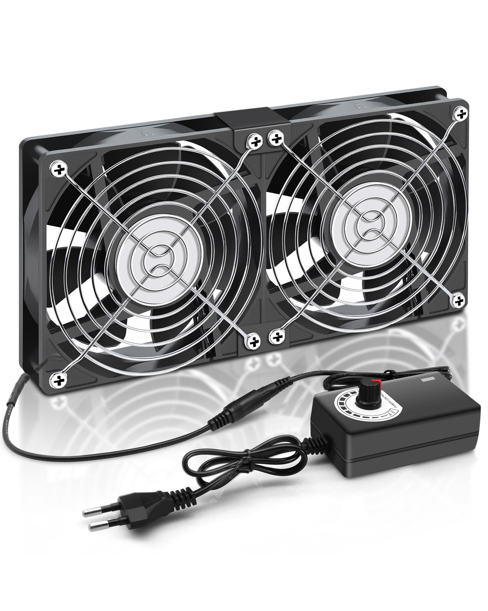 RUIZHI 240mm 12V Ventilador para PC - Velocidad de Viento Ajustable, AC 220V - 240V, 2750RPM, Portátil para TV, Radio, Router, Ventilador Dual