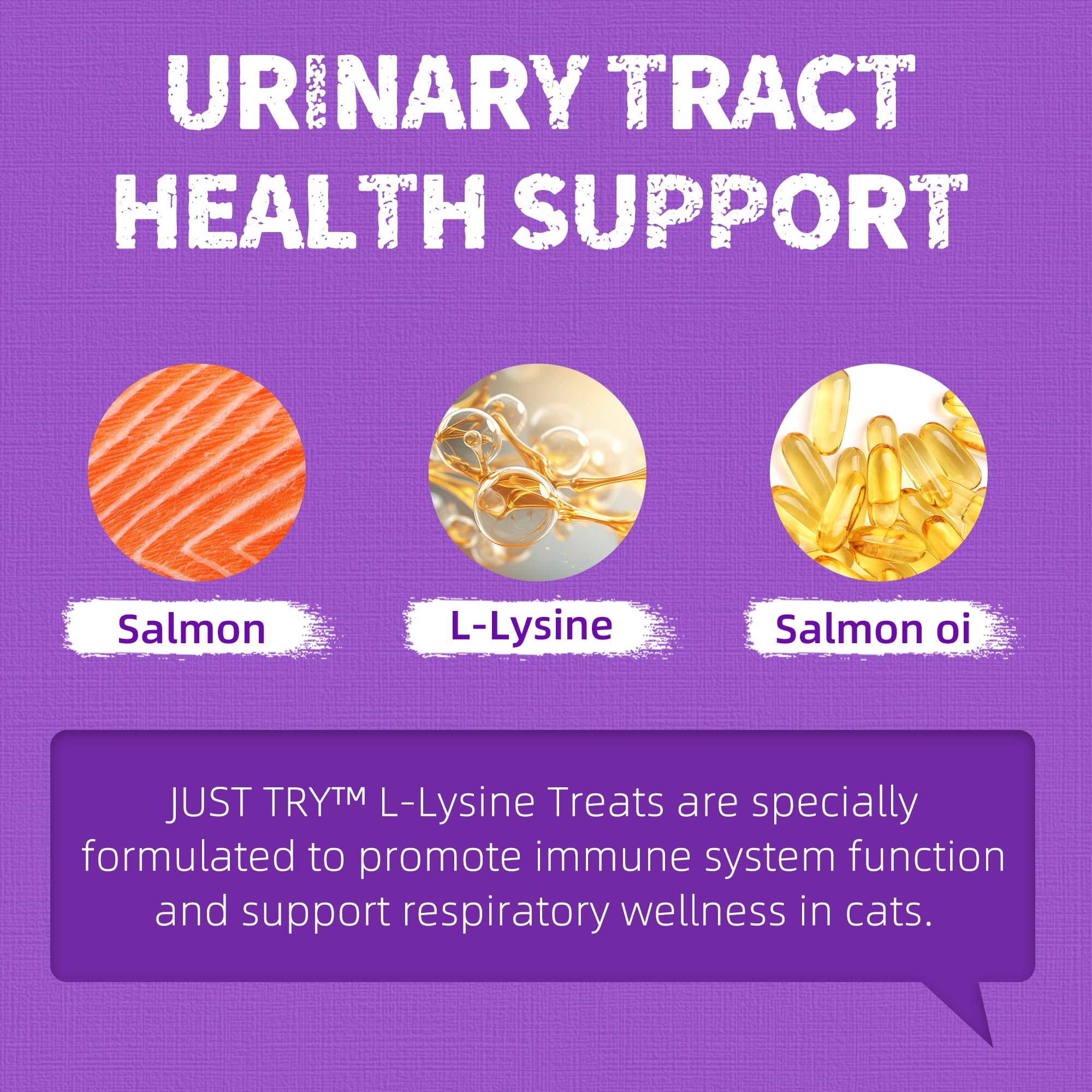 Just Try 13.4 OZ Lysine Cat Treats Natural Salmon Flavor Healthy Cat Training Biscuits Snacks Lysine Dental Care Treats for Cats & Kittens - image 3