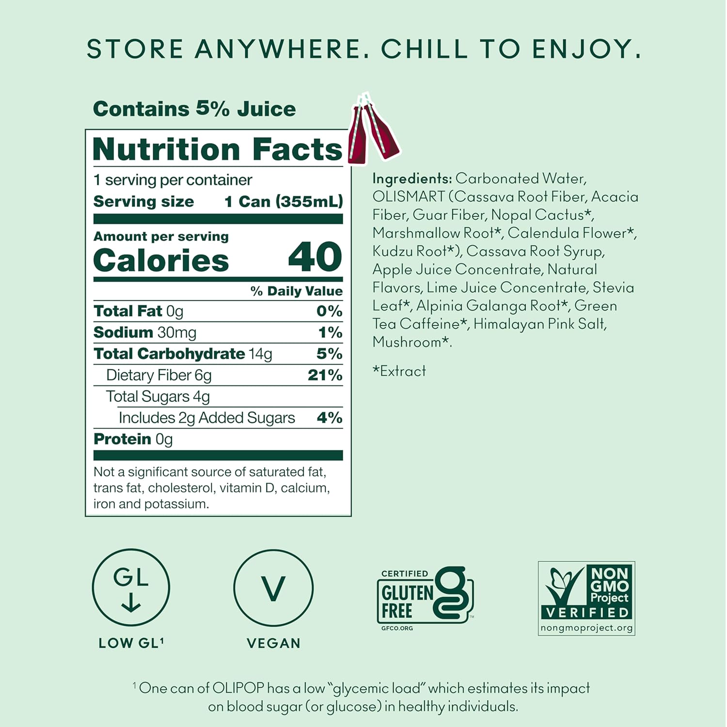 OLIPOP Prebiotic Soda Pop, Vintage Cola, Pantry Pack Packed with Prebiotics, Fiber, and Botanicals, Gluten Free, GMO Free, 12oz (12-Cans) (Packaging May Vary) thumbnail