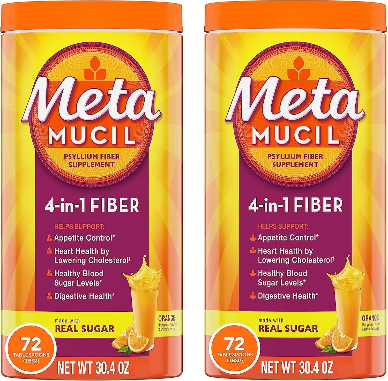 Metamucil Fiber, 4in1 Psyllium Fiber Supplement Powder