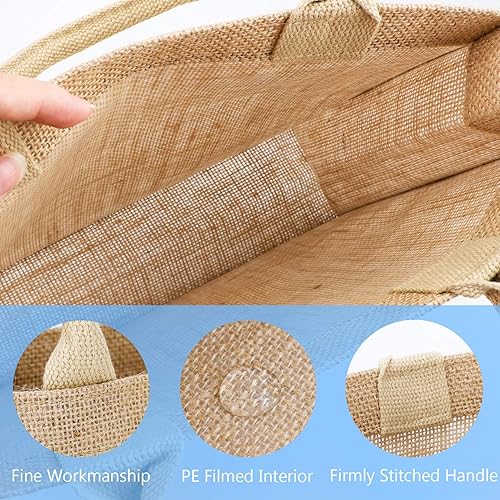 Miniatura 3 de Segarty Bolsas de yute, 1 paquete pequeño de yute de arpillera reutilizable, bolsa de regalo de lona con asas, bolsa en blanco a granel para dama de