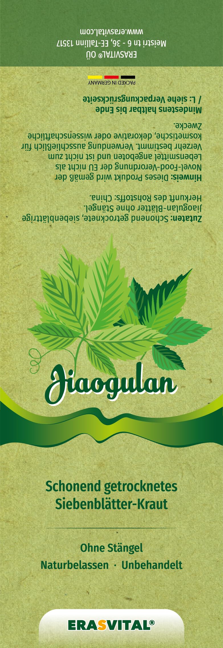 Jiaogulan Blätter – Gynostemma Pentaphyllum, siebenblättrige Form – Getrocknete Kräuter für Kosmetik, Seifensieden, Dekoration & DIY-Projekte – Nicht zum Verzehr (1000 g (1er Pack))