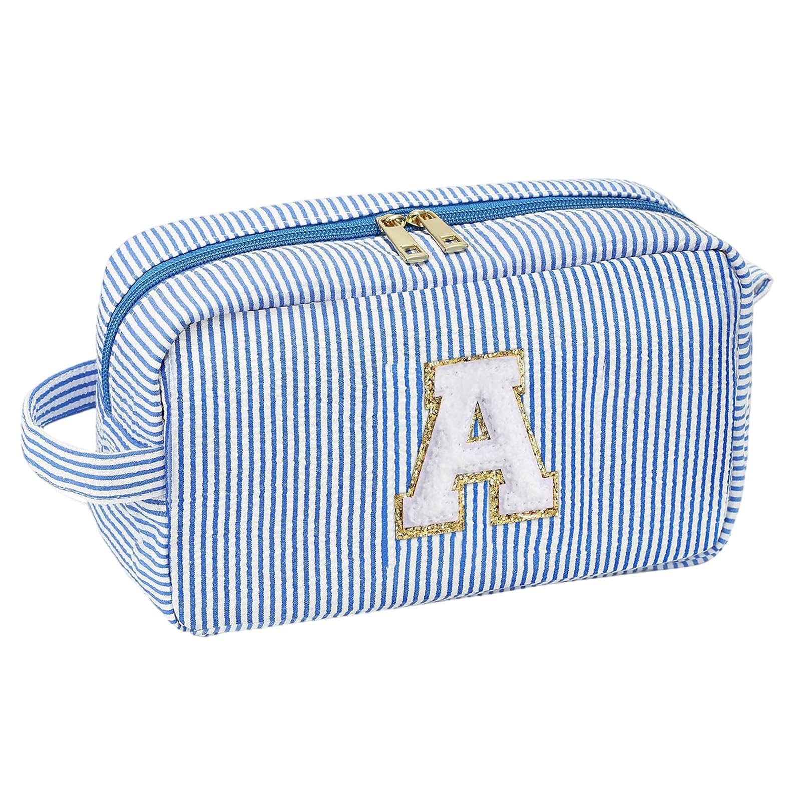 Elnwnnkc Large Striped Cosmetic Bag Travel Makeup Pouches Portable Knitting Supplies Storage Case Craft Tool Organiser for Women Spacious Sewing Organiser