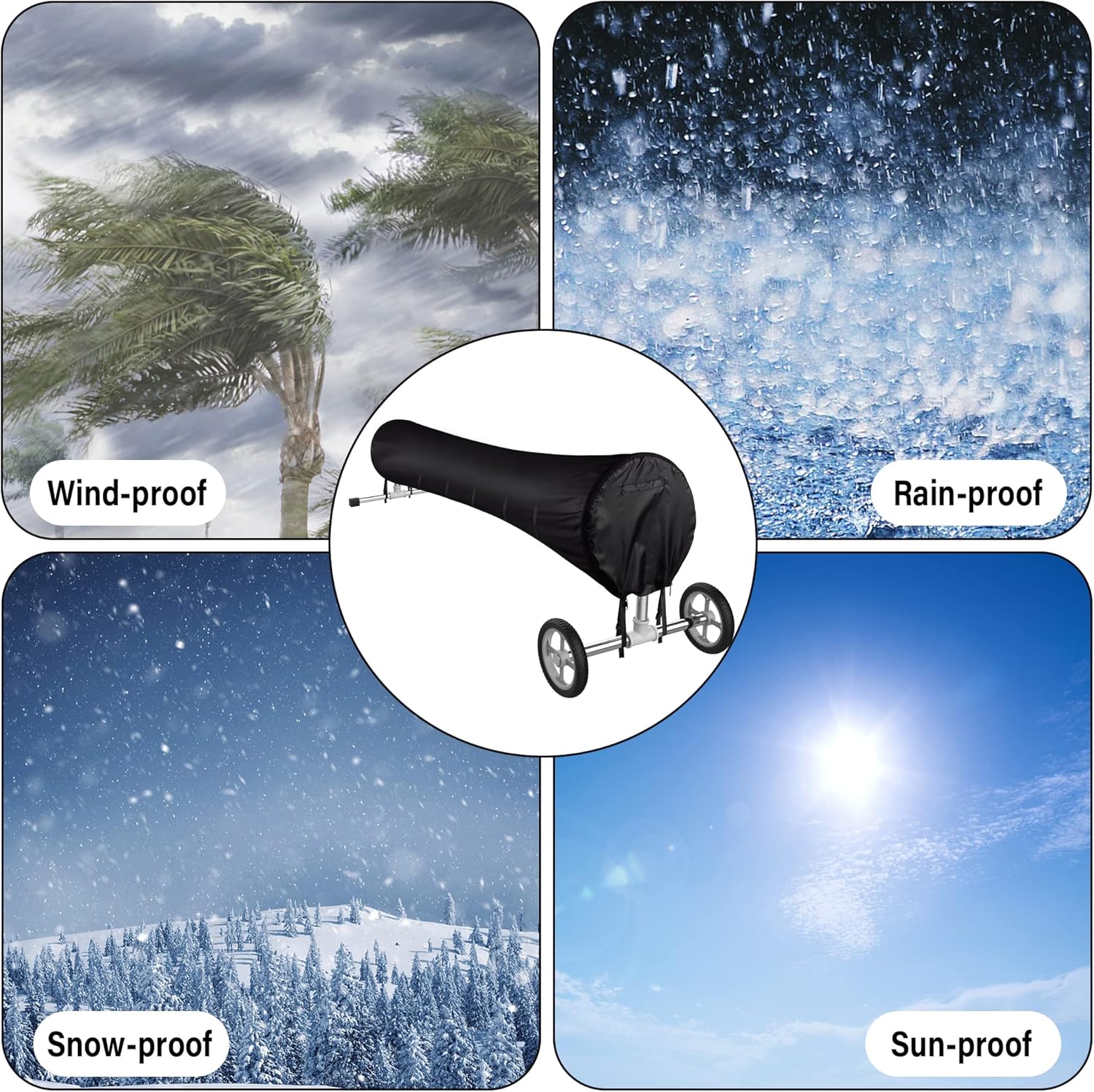 Tlswshsy Swimming Pool Solar Reel Cover, 18FT Pool Solar Protective Blanket Reel Cover, Waterproof Winter Reel Blanket Covers for Inground Pools