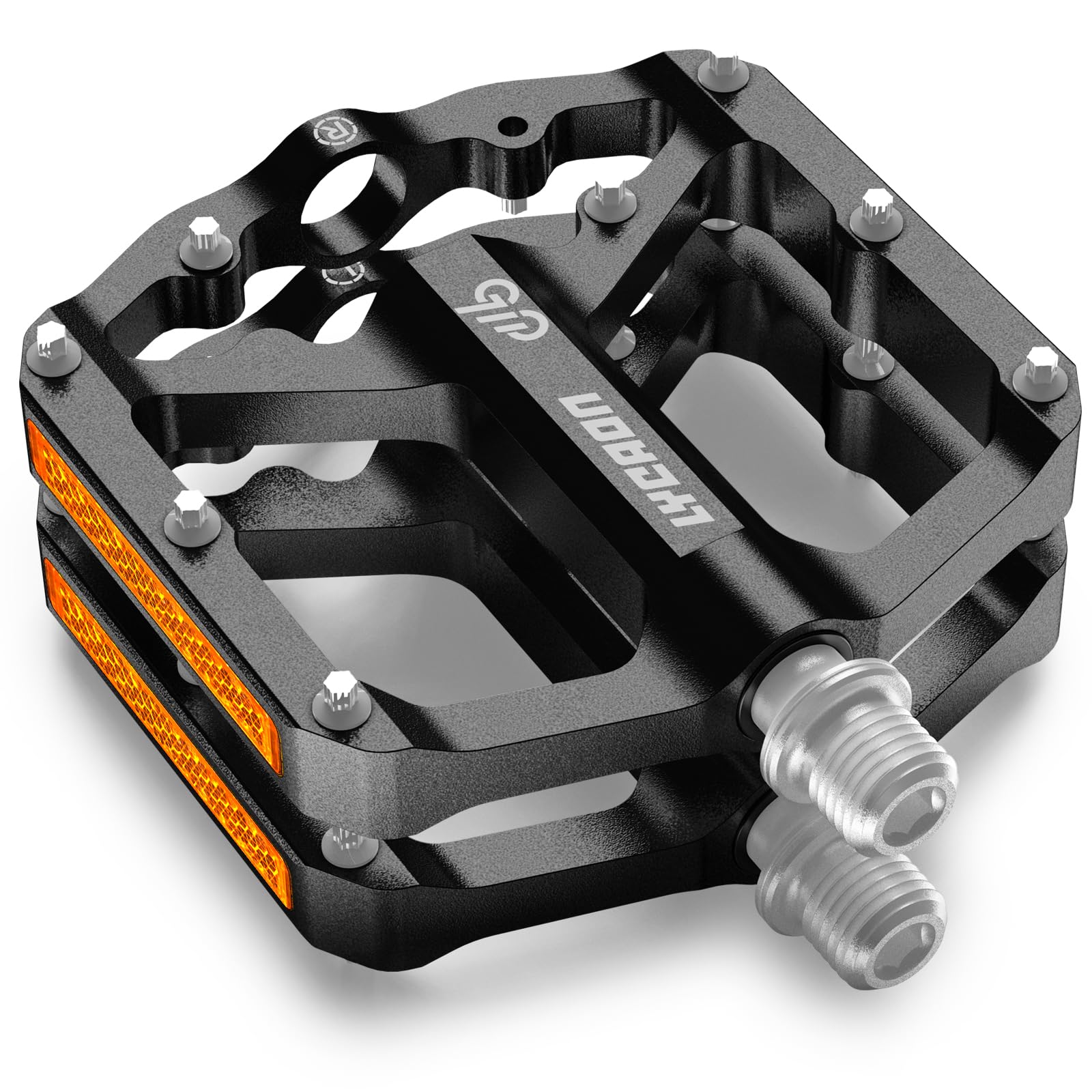 LYCAON Pedały rowerowe – rower wyścigowy/górski MTB pedały, 3 łożyska CNC, stop aluminium, antypoślizgowe wrzeciono CR-MO, pedały rowerowe 9/16", BMX Road Bike, antypoślizgowe, płaskie pedały