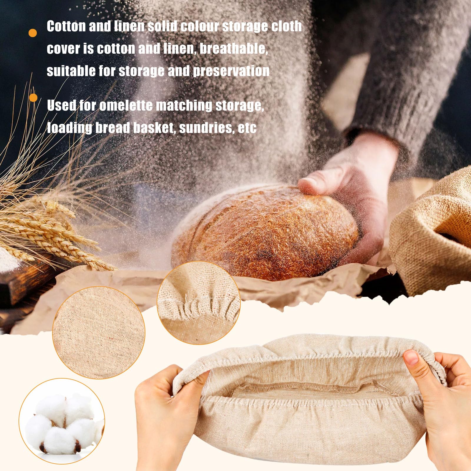 Banneton Panier d'épreuvage Set, Corbeille à Pain+Grattoir en Métal + Grattoir en Plastique + Fouet à Pâte + Lame à Pain, Panier Naturel pour Faire Son Propre Pain