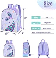 Vista 7 de WERNNSAI Mochila de sirena para niños mochila escolar de lentejuelas brillantes para niños pequeños preescolar jardín de infantes primaria 15