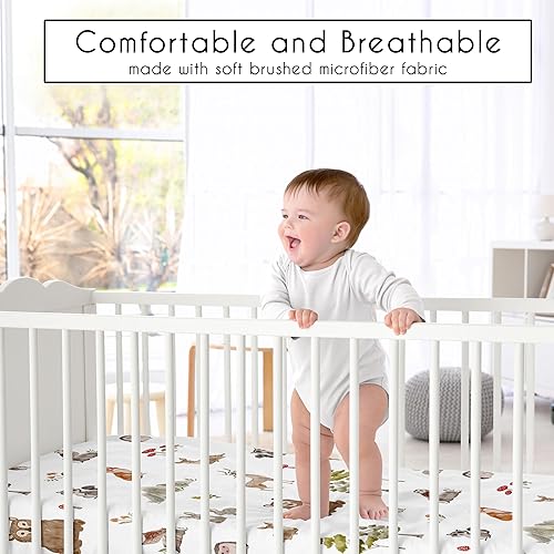 Miniatura 5 de Sweet Jojo Designs Juego de ropa de cama para cuna de bebé de 4 piezas (animales del bosque) para niños o niñas, bebésguardería, incluye manta,