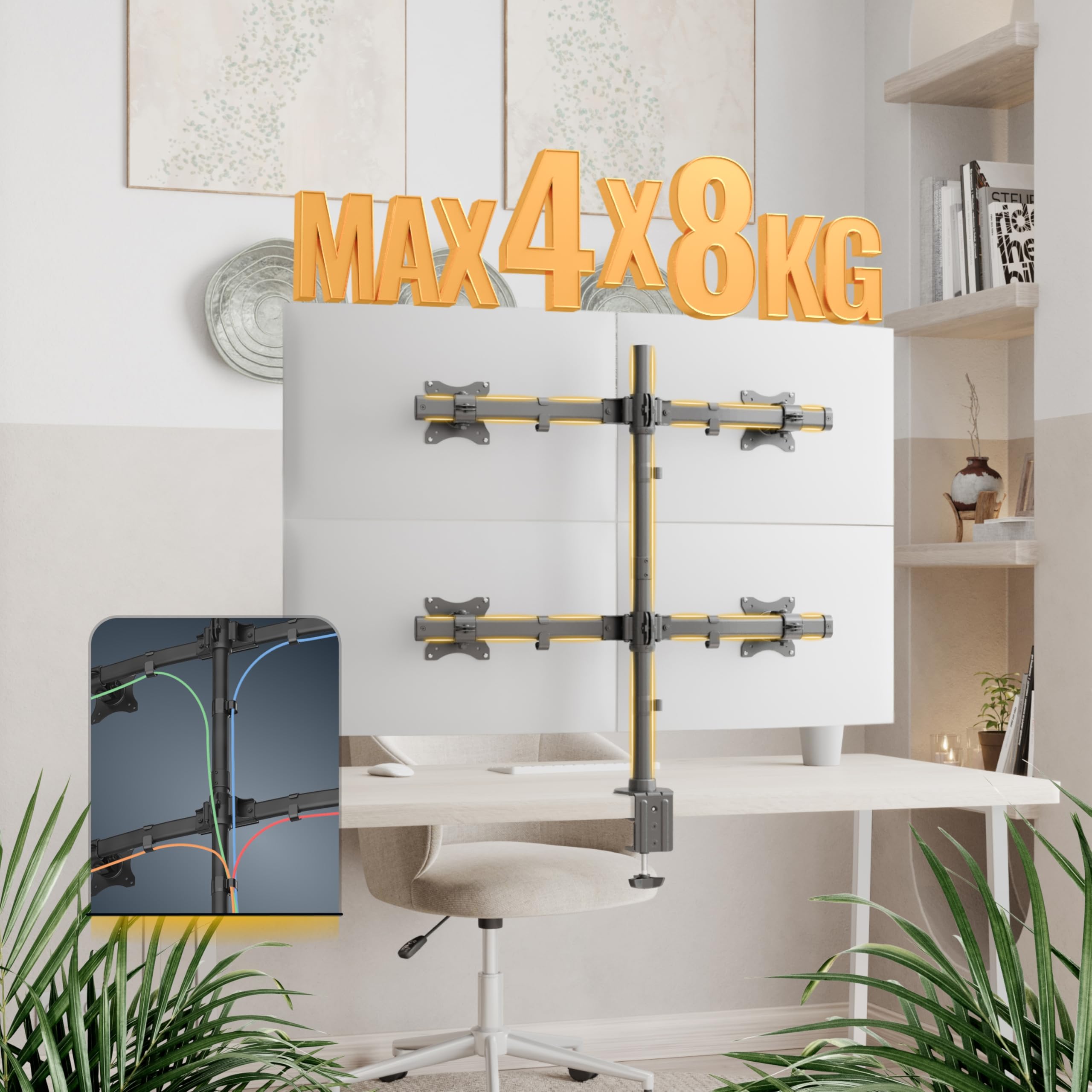 RICOO Soporte Monitor Mesa Base articulado Giratorio Inclinable Pantalla PC 13-26" (33-66cm) TS8411 Stand para monitores VESA 75x75 100x100