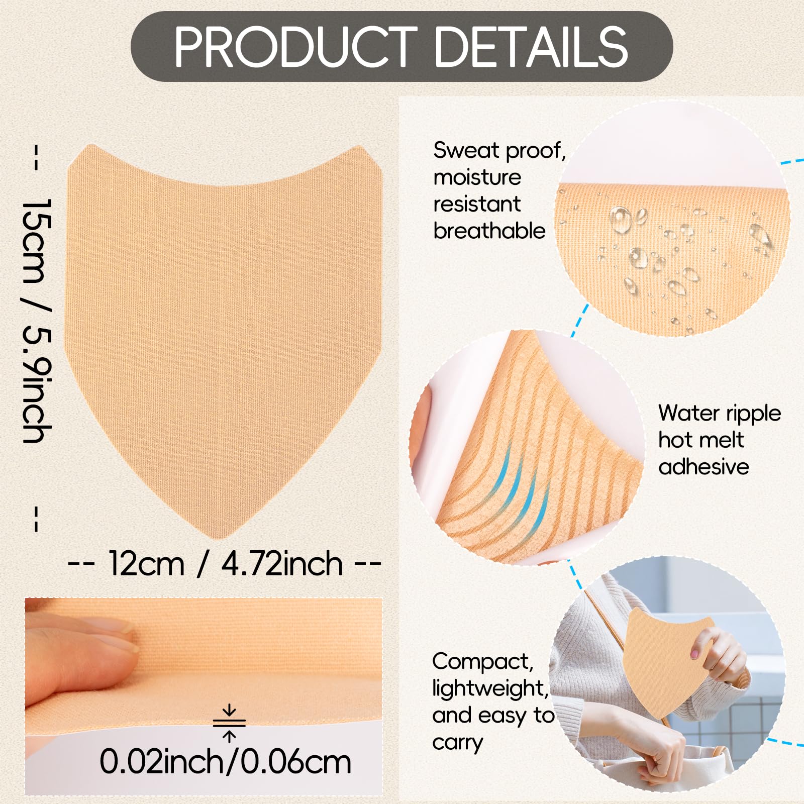 Polly Online 10 Pcs Thigh Friction Pads,Self Adhesive Thigh Supports Anti Chafing Tape for Women Thigh