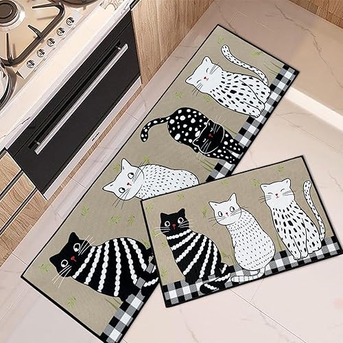 Miniatura 8 de Arttown Juego de 2 alfombras y tapetes de cocina de granja antideslizantes y lavables, bienvenidos a nuestras alfombrillas de cocina de granja,