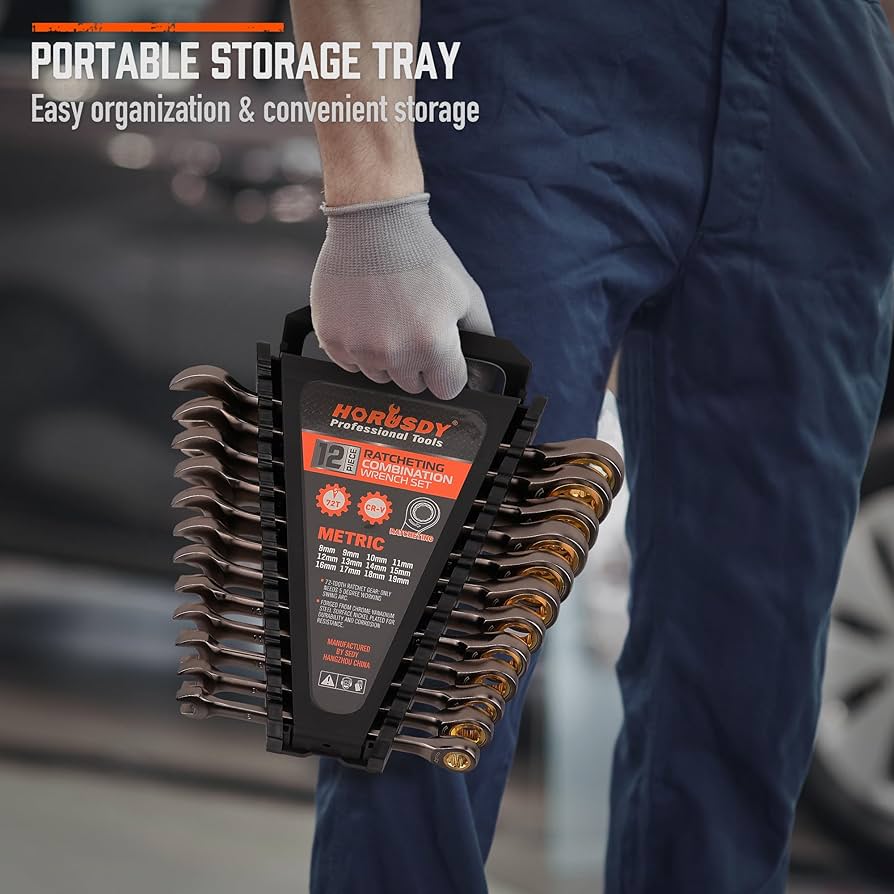 Ratchet Wrenches Set ELEAD 33-Piece Combination Ratchet Wrench Set | CR-V Steel Wrench Set Metric And Standard