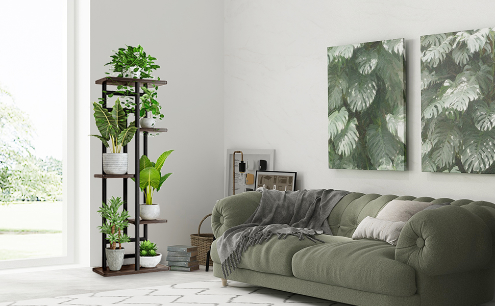 TIE-DailyNec Plantenrek van bamboe met 3 etages, plantenstandaard, Bloementrap opvouwbaar balkonrek, bloementrap voor binnen en buiten, 50 x 33 x 77 cm