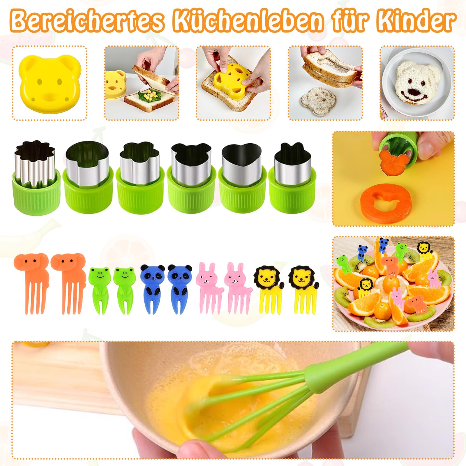 Clord Kinder Messen Set, 9 Delen - Kinder Keuken Messen voor Het Snijden van Fruit en