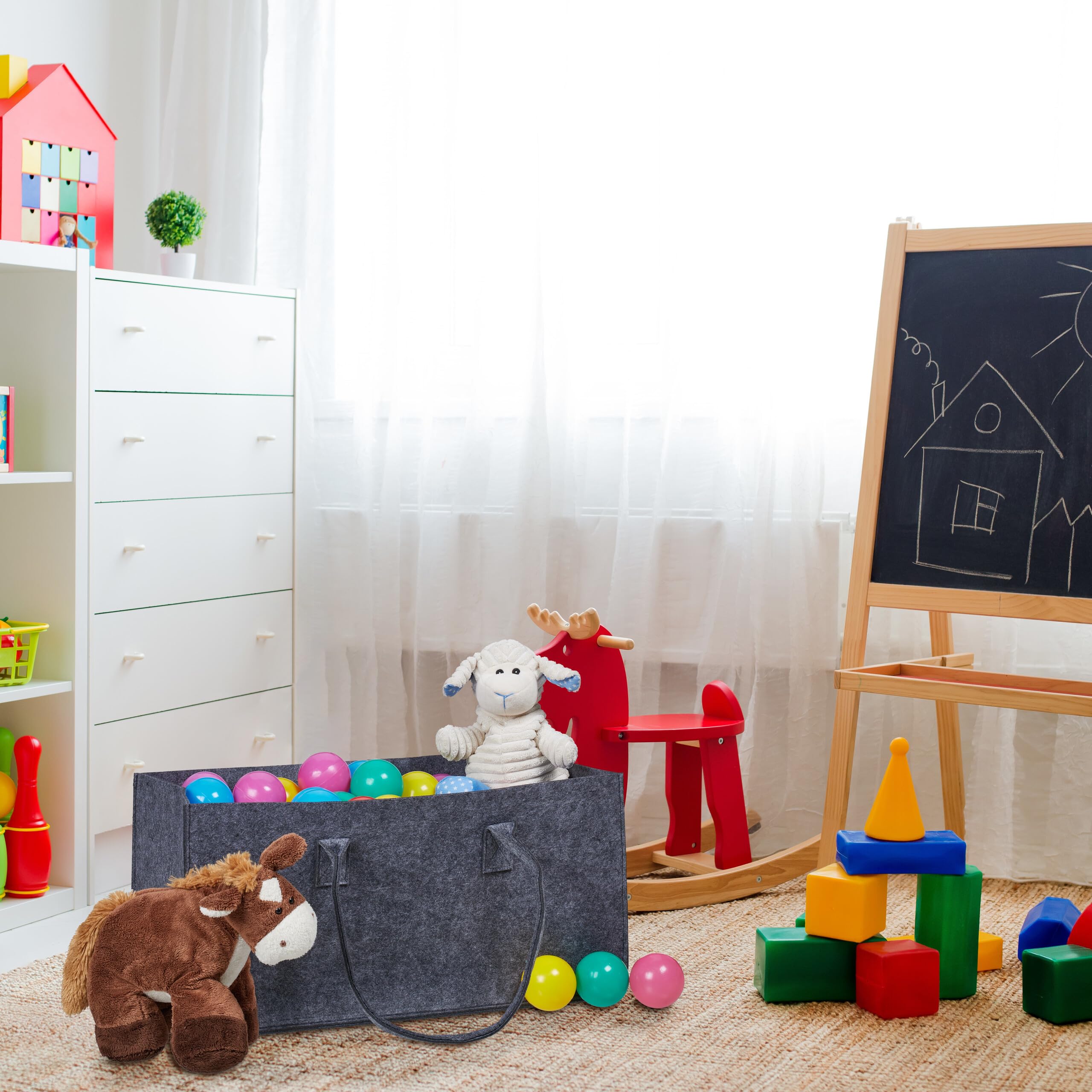 Relaxdays Zestaw 2 Sztuk Torb na Drewno Kominkowe z Filcu, Pojemność 28 L, XXL, Ciemnoszara