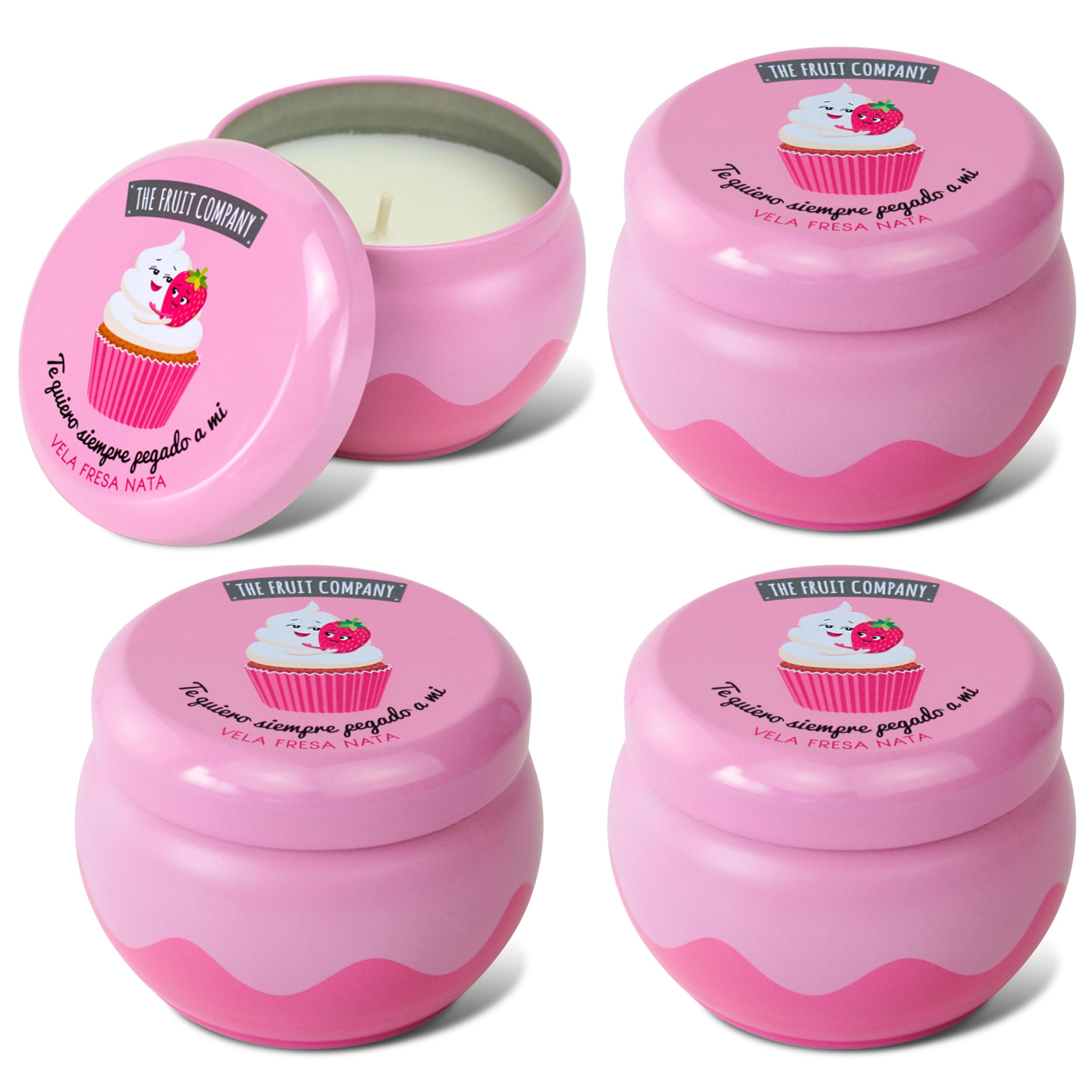 The Fruit Company Vela Perfumada Fresa Nata en lata de 150 gr con 1 mecha, con cera vegetal, duración +40hrs y extractos naturales