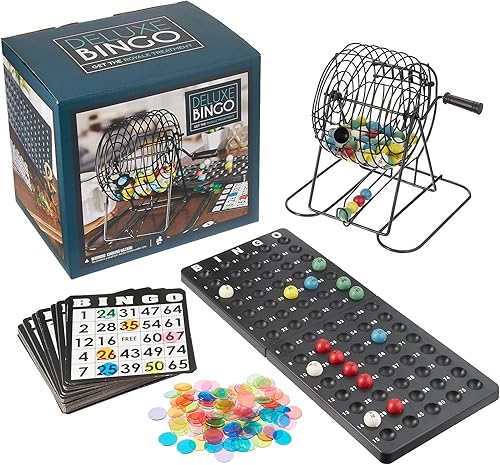 Suministros para bingo de lujo juego de 6 pulgadas con pelotas de colores 300 clips de bingo y 50 cartones de bingo