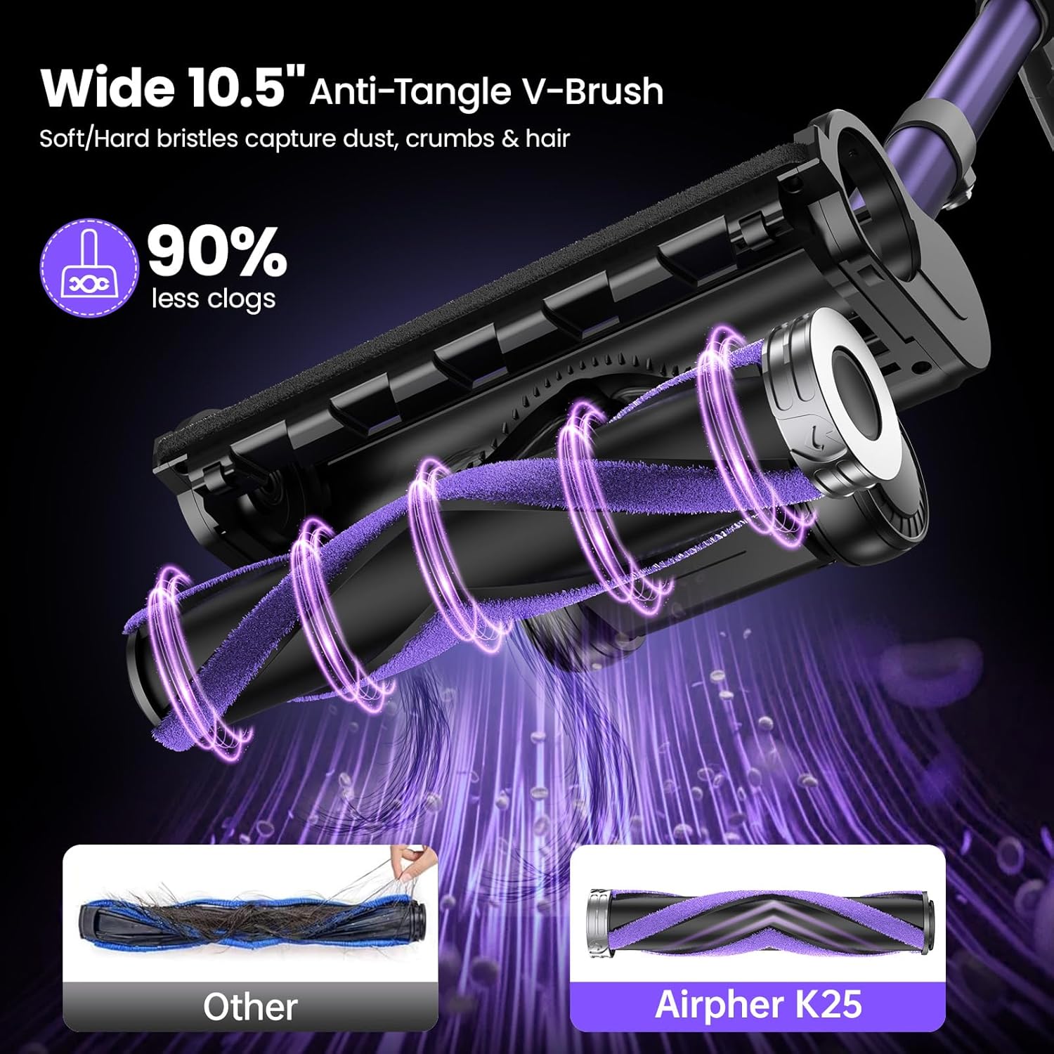 Cordless Vacuum Cleaner, 600W 45KPA Dual Motor Vacuum for Home with AI Auto Suction,70Min Runtime,Stick Vacuums with Self-Standing Design,LED Headlights,for Carpet,Hardwood Floors,Pet Hair,Tile