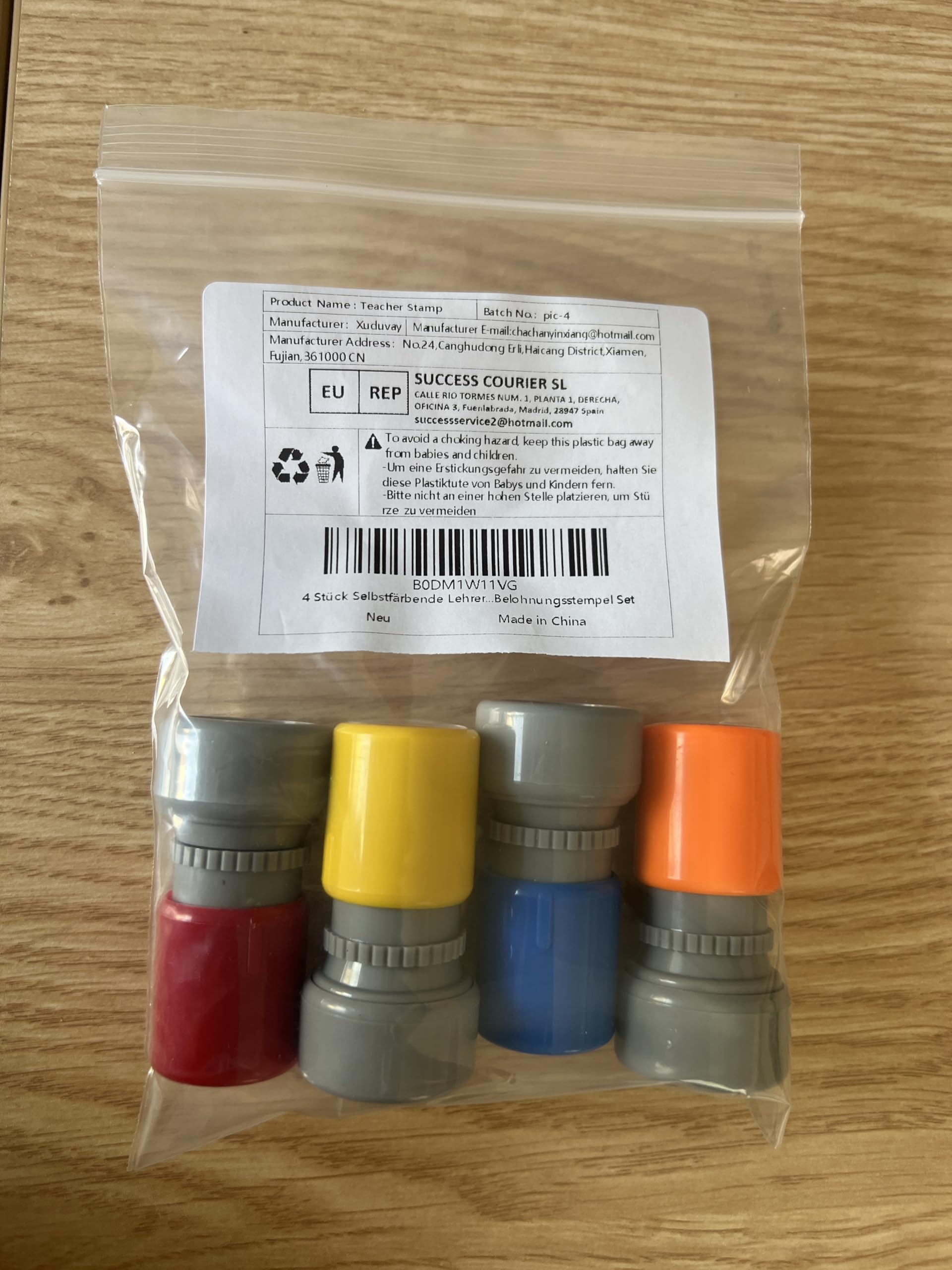 Set di 4 timbri autoinchiostranti per insegnanti, lode incoraggiamento bambini, punteggio per insegnanti, timbri motivazionali, timbri colorati dei cartoni animati, set di timbri per la ricompensa