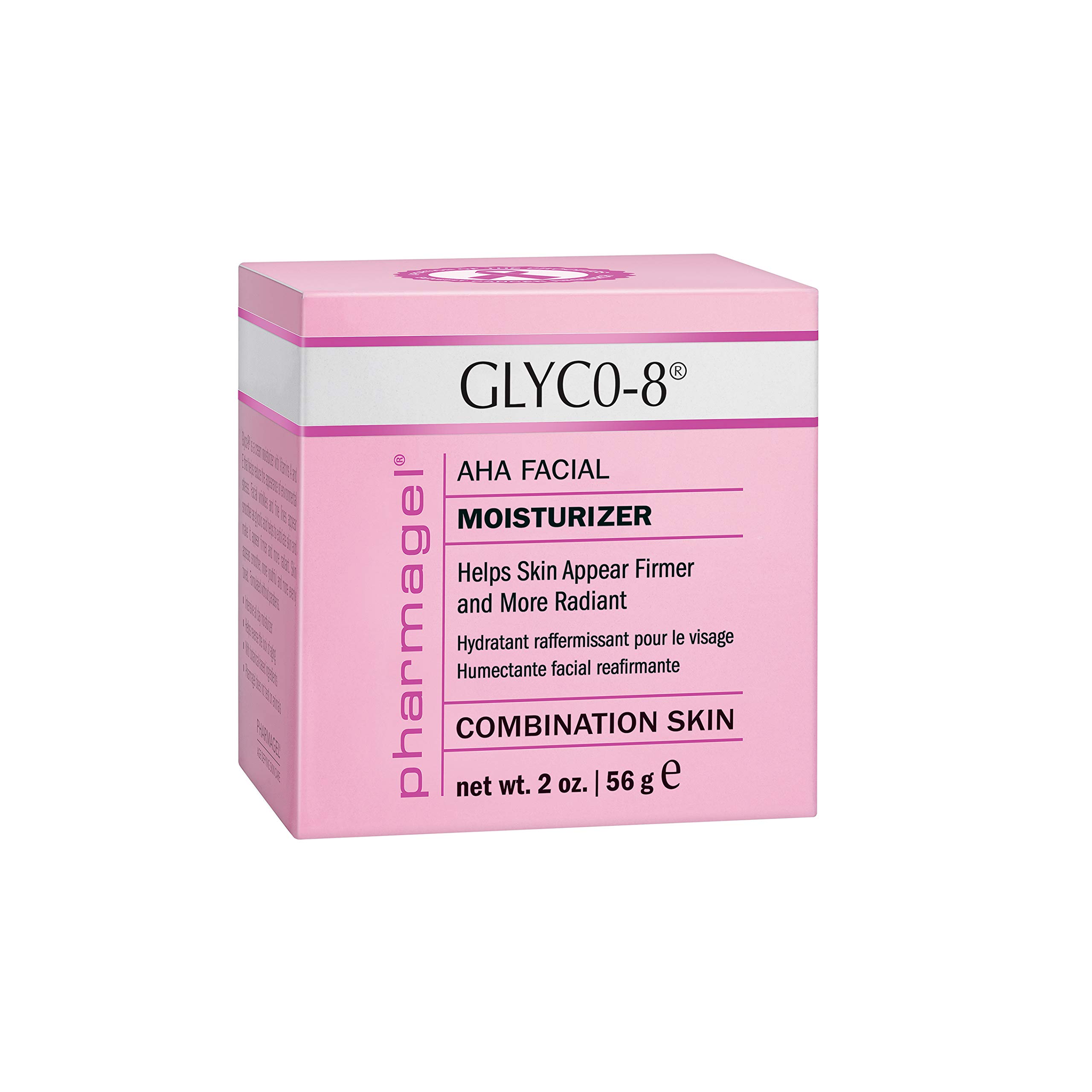 PharmagelGlyco-8 Facial Firming Moisturizer for Combination Skin | Deeply Hydrating Daily Facial Moisturizer & Natural Face Moisturizer for Fine Lines and Wrinkles - 2 oz. (Pink Unit Carton)